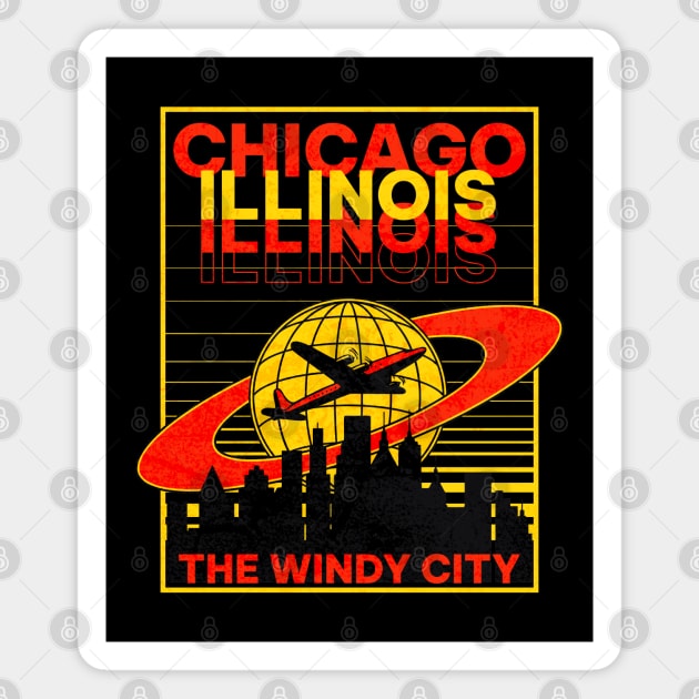 Chicago Illinois The Windy City Mid Century Airplane Magnet by heybert00